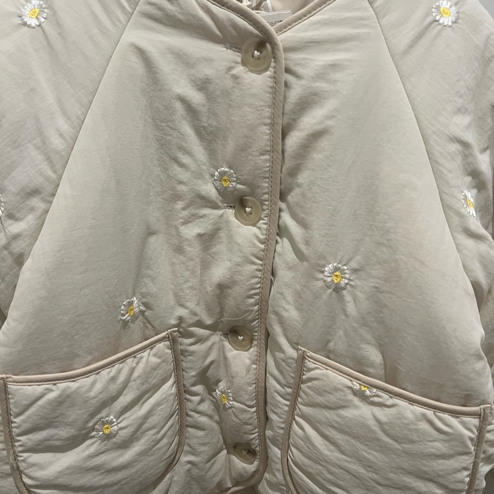 Zara Kids Beige Floral Puffer Jacket - Picture 4 of 8